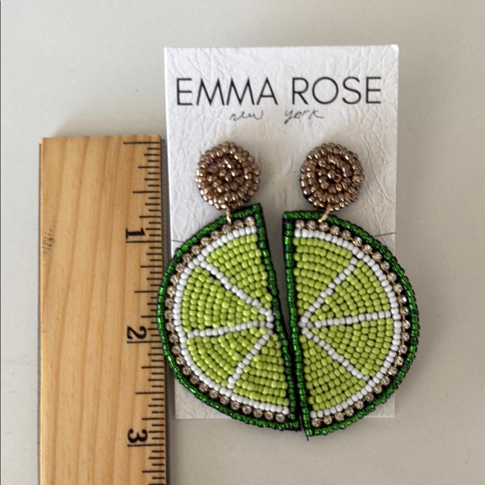 Emma Rose Beaded Lime Earrings
